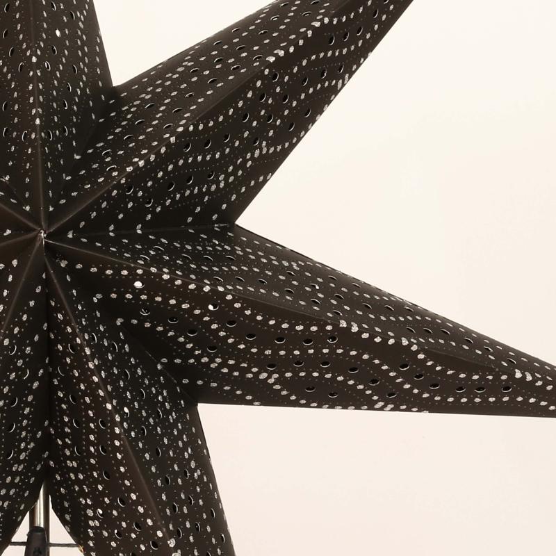 Rojana Silber - Faltbarer Leuchtstern, Weihnachtsstern aus Papier mit 7 Zacken, 60 cm